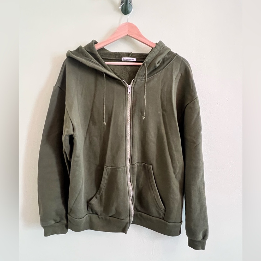 Reformation “Paige” Zip Hoodie, Fern